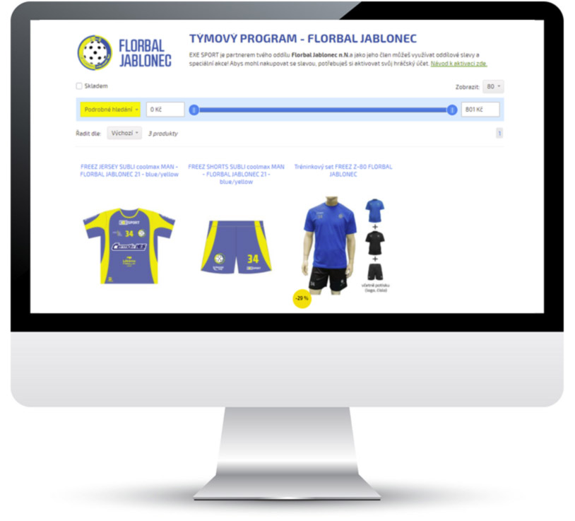 E-shop for the team on our website