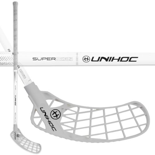 Florbalová hokejka UNIHOC ICONIC SUPERSKIN REG 24 white/silv 96cm R - florbalová hůl
