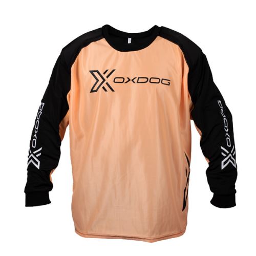 Floorball goalie jersey OXDOG XGUARD GOALIE SHIRT apricot/black, padding  150/160 - Jersey