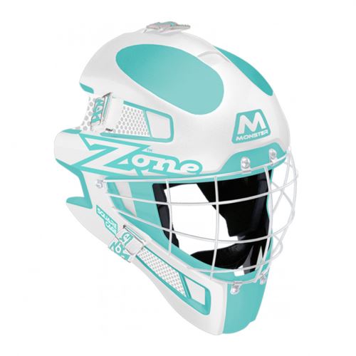 Floorball goalie mask ZONE GOALIE MASK MONSTER SQUARE CAGE light turquoise/wh - masks