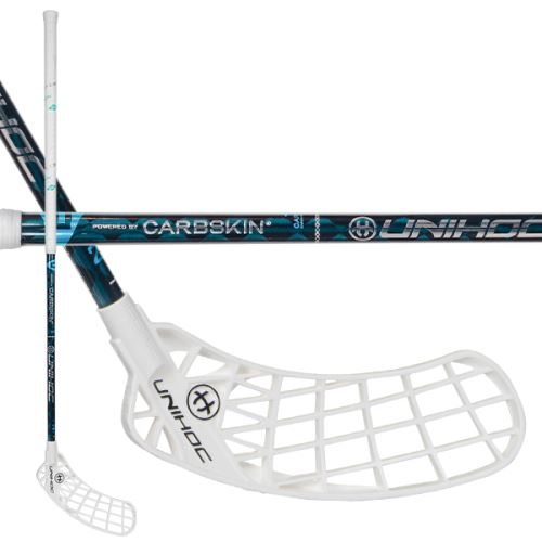Florbalová hokejka UNIHOC Iconic CarbSkin FL 26 turquoise 104cm R - florbalová hůl