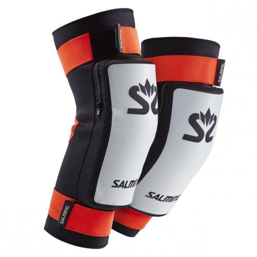 Floorball goalie knee protection SALMING Kneepads E-Series White/Orange XS - Pads and vests