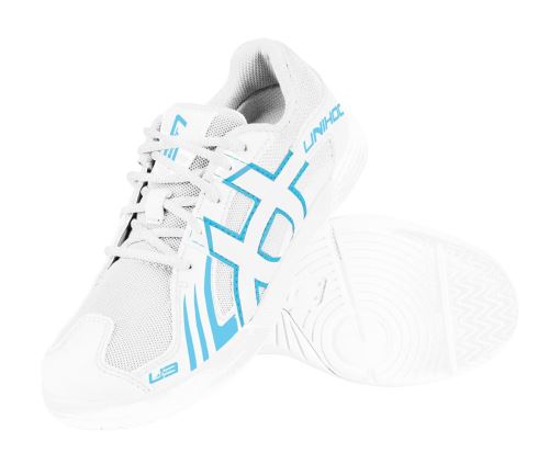 Florbalová obuv UNIHOC Shoe U3 Junior Unisex white/blue US5/UK4/EUR37