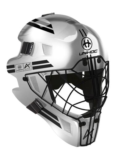 Brankárska florbalová helma UNIHOC GOALIE MASK ALPHA 66 silver/black - Brankářské masky