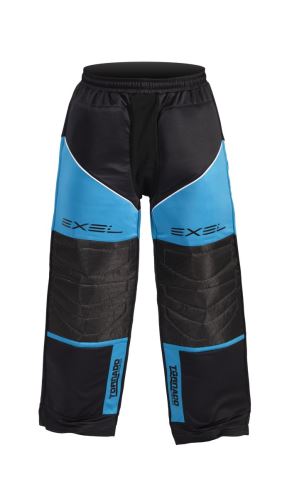 Brankářské florbalové kalhoty EXEL TORNADO GOALIE PANTS black/blue M - Brankářské kalhoty