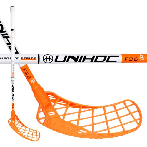 Florbalová hokejka UNIHOC YOUNGSTER 36 white/orange 75cm L - Dětské, juniorské florbalové hole
