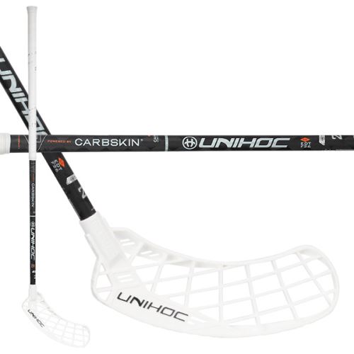 Florbalová hokejka UNIHOC Epic CarbSkin 26 black/white/orange 100cm L - florbalová hůl
