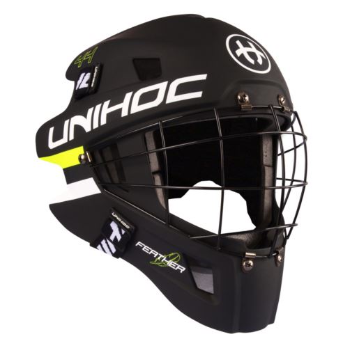 Brankářská florbalová helma UNIHOC GOALIE HELMET Feather 44 black SR  - Brankářské masky