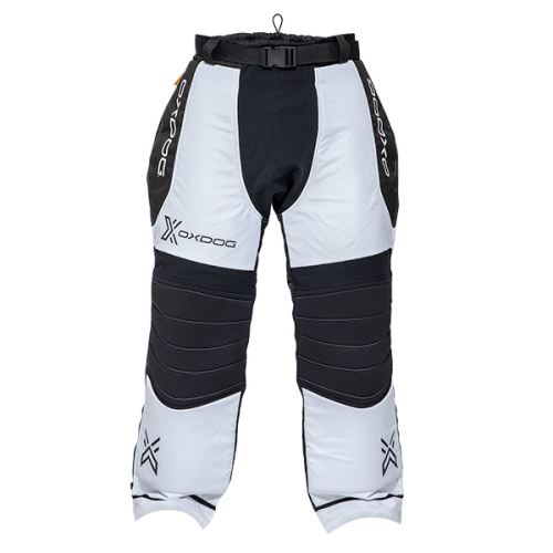Brankárské florbalové nohavice OXDOG TOUR+ GOALIE PANTS white/black  XS - Brankářské kalhoty
