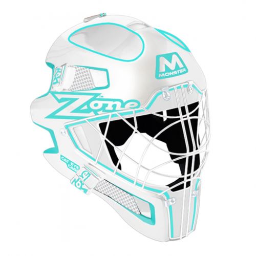 Floorball goalie mask ZONE GOALIE MASK MONSTER CAT EYE CAGE white/light turq - masks