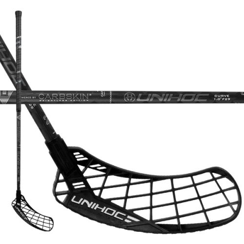 Florbalová hokejka UNIHOC EPIC CARBSKIN Curve 1.0o 29 black 96cm L-21 - florbalová hůl
