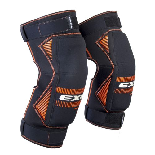 Brankářské florbalové chrániče kolen EXEL S100 KNEE GUARD senior black/orange XS - Chrániče a vesty