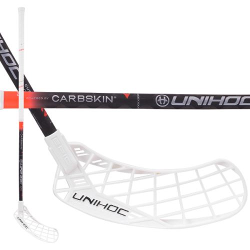 Floorball stick UNIHOC EPIC CARBSKIN Curve 2.0° 29 white/red 100cm R - Floorball stick for adults