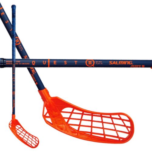 Florbalová hokejka SALMING Q2 Kid 77 cm Navy Blue 77 (88 cm) Left - Dětské, juniorské florbalové hole