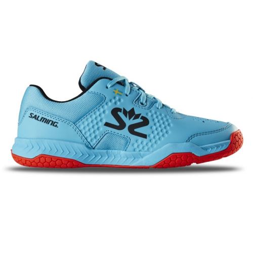 Florbalová obuv SALMING Hawk Court Shoe Jr Blue/Red 38 EUR