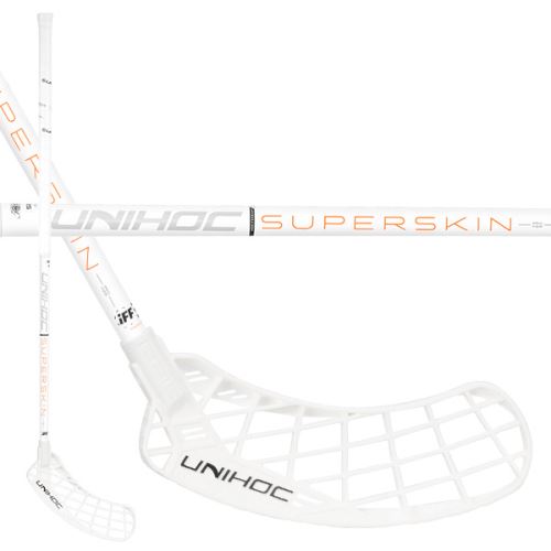 Florbalová hokejka UNIHOC Epic SuperSkin PRO 29 white/orange 100cm R - florbalová hůl