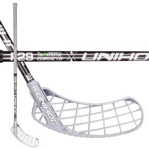 Floorball stick UNIHOC Sonic TeXtreme Curve 1.0° 29 silver 100cm R - Floorball stick for adults