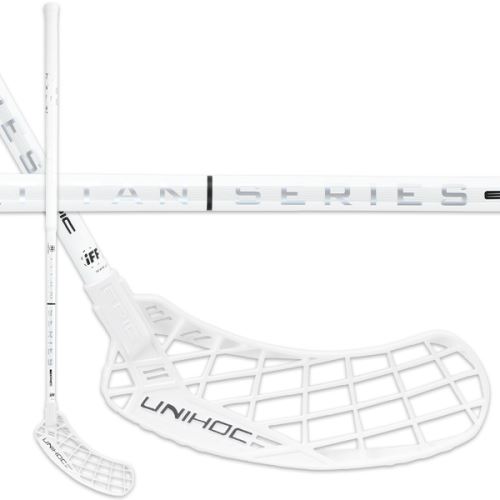 Florbalová hokejka UNIHOC EPIC TITAN SUPERSKIN PRO 26 white 104cm R - florbalová hůl