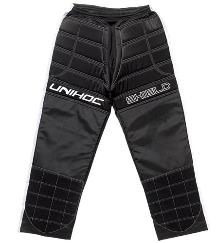 Brankárské florbalové nohavice UNIHOC GOALIE PANTS SHIELD black/white senior - Brankářské kalhoty