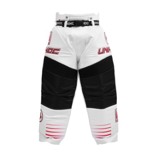 Floorball goalie pant UNIHOC GOALIE PANTS INFERNO white/neon red - Pants