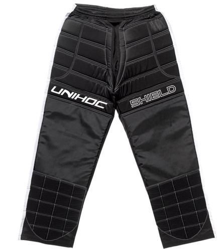Brankárské florbalové nohavice UNIHOC GOALIE PANTS SHIELD black/white 170cl - Brankářské kalhoty