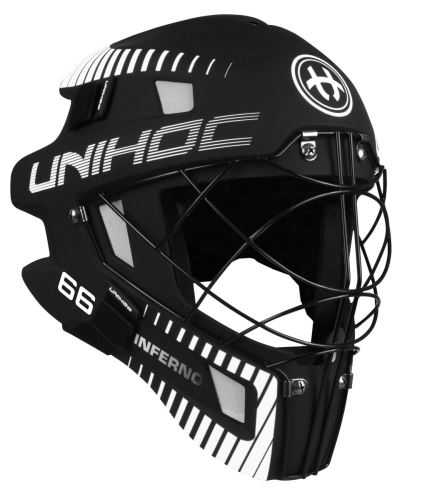 Brankářská florbalová helma UNIHOC GOALIE MASK INFERNO 66 black/white - Brankářské masky