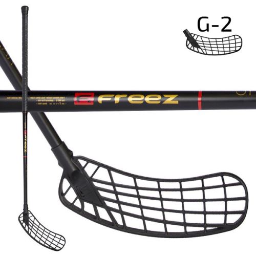 Florbalová hokejka FREEZ SPEAR 29 black-gold 101 round MB L - florbalová hůl