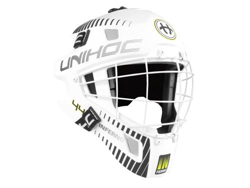 Brankářská florbalová helma UNIHOC GOALIE HELMET Inferno 44 white Senior  - Brankářské masky