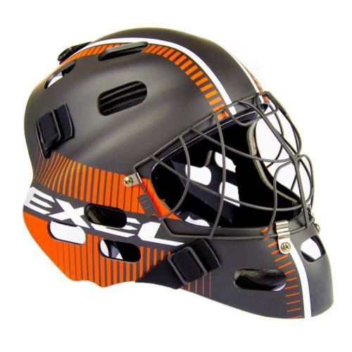 Brankářská florbalová helma EXEL S80 HELMET senior/junior black/orange - Brankářské masky