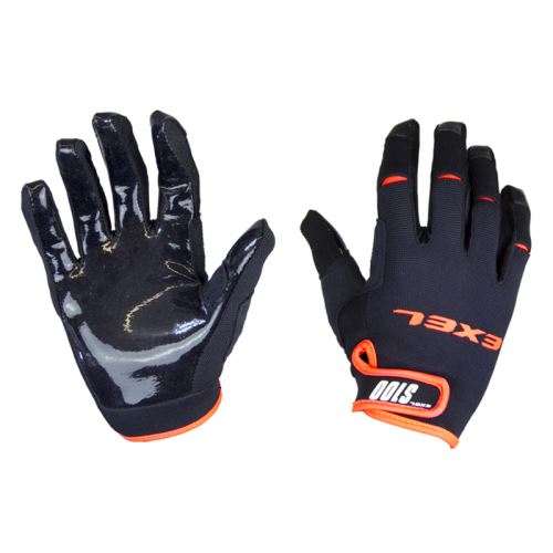 Brankářské florbalové rukavice  EXEL S100 GOALIE GLOVES SHORT black/orange 9/L - Brankařské rukavice