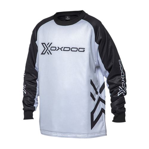 Floorball goalie jersey OXDOG XGUARD GOALIE SHIRT JR black/white  110/120 - Jersey
