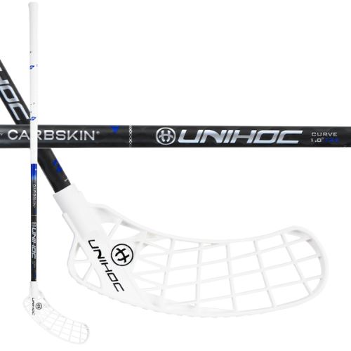 Florbalová hokejka UNIHOC ICONIC CARBSKIN FL Curve 1.0 29 blue 92cm L - florbalová hůl