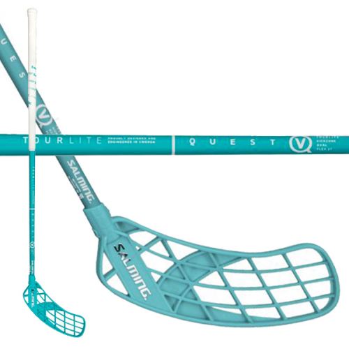 Floorball stick SALMING Q5 TourLite KickZone Oval Turquoise/White 100 (111cm) Right - Floorball stick for adults