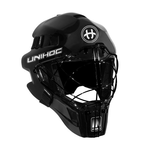 Floorball goalie mask UNIHOC GOALIE MASK INFERNO 66 black (cat-eye cage) - masks