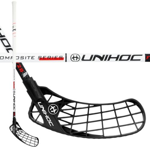 Florbalová hokejka UNIHOC ICONIC Composite 28 white/black 92cm R - florbalová hůl