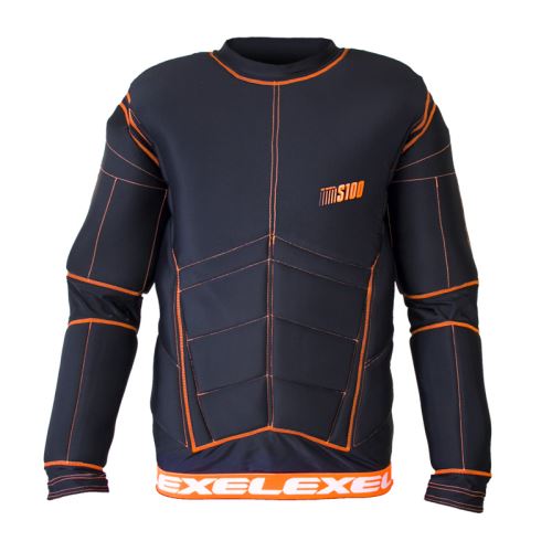Floorball goalie vest EXEL S100 PROTECTION SHIRT black/orange XS - Pads and vests