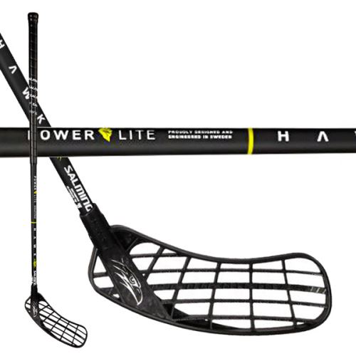 Florbalová hokejka SALMING Hawk PowerLite Oval KZ JR Black 92 (103 cm) Right - Dětské, juniorské florbalové hole
