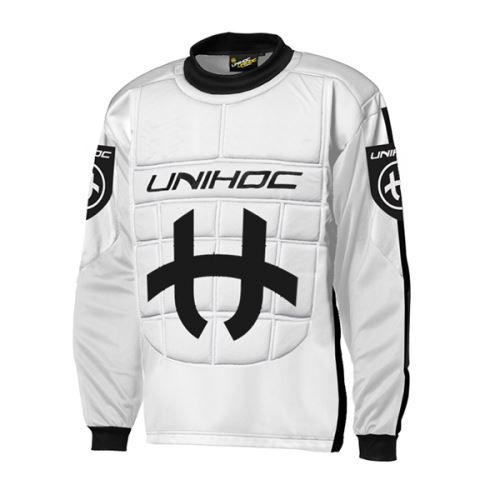 Floorball goalie jersey UNIHOC GOALIE SWEATER SHIELD white/black 170cl - Jersey