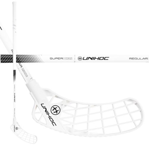 Florbalová hokejka UNIHOC ICONIC SUPERSKIN Regular 26 white/black 100cm R - florbalová hůl