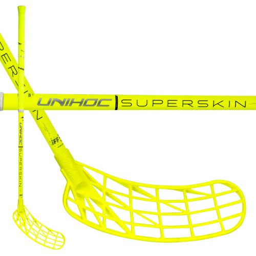 Floorball stick UNIHOC UNILITE SUPERSKIN 30 neon yellow 87cm R - Floorball sticks for children