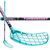 Florbalová hokejka EXEL TURBOBOOST BLACK-TURQ 3.4 87 ROUND SB L - Dětské, juniorské florbalové hole