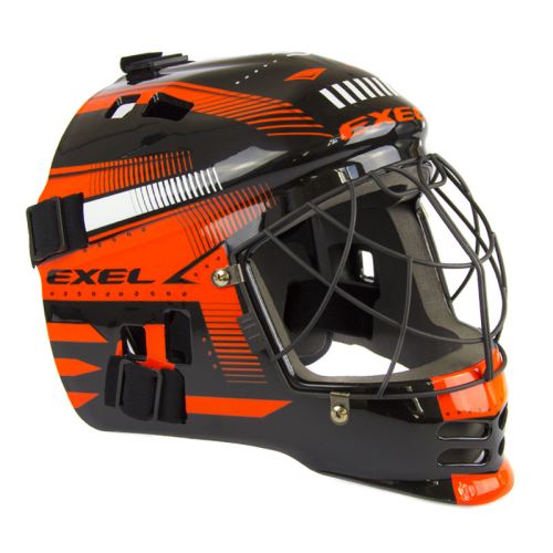 Brankářská florbalová helma EXEL S60 HELMET junior black/orange - Brankářské masky