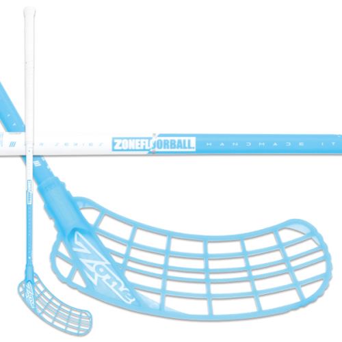 Florbalová hokejka ZONE ZUPER AIR Light 31 white/ice blue 92cm R - florbalová hůl