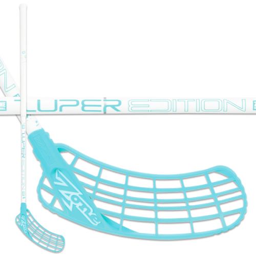 Florbalová hokejka ZONE ZUPER Composite 29 white/turquoise 87cm R - florbalová hůl