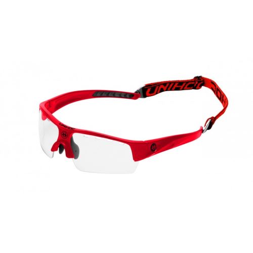 Ochranné brýle na florbal UNIHOC EYEWEAR VICTORY black/neon red junior - Ochranné brýle