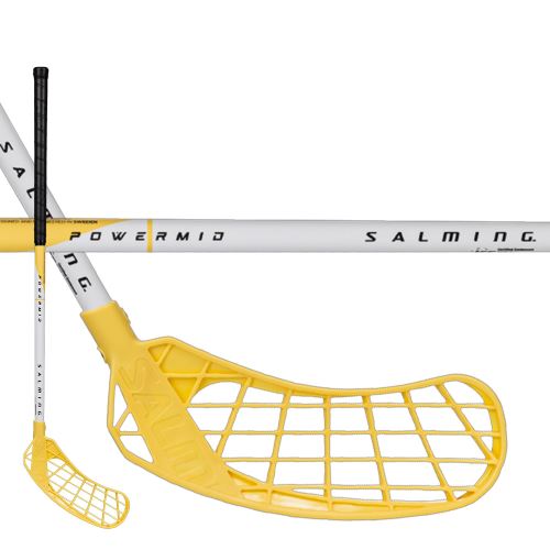 Florbalová hokejky SALMING Quest2 PowerMid White/Yellow - Dětské, juniorské florbalové hole