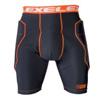 Floorball goalie shorts EXEL S100 PROTECTION SHORT black/orange S