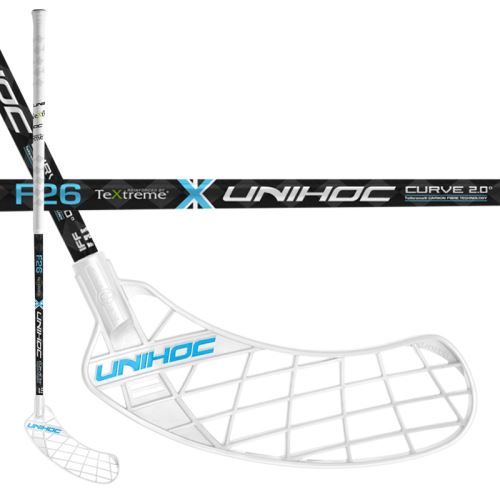 Floorball stick UNIHOC UNITY TEXTREME CURVE 2.0o 26 blue 100cm L-17 - Floorball stick for adults