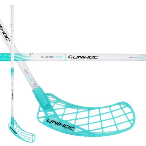 UNIHOC EPIC SUPERSKIN MID 29 white/turq. 87cm L-21 - Floorball stick for adults