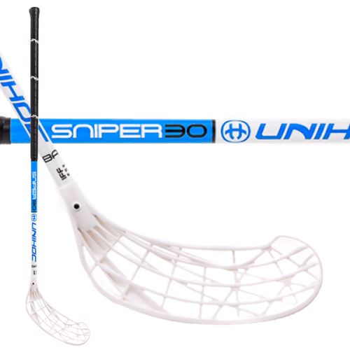 Florbalová hokejka UNIHOC Sniper 30 white/blue 104cm R - florbalová hůl